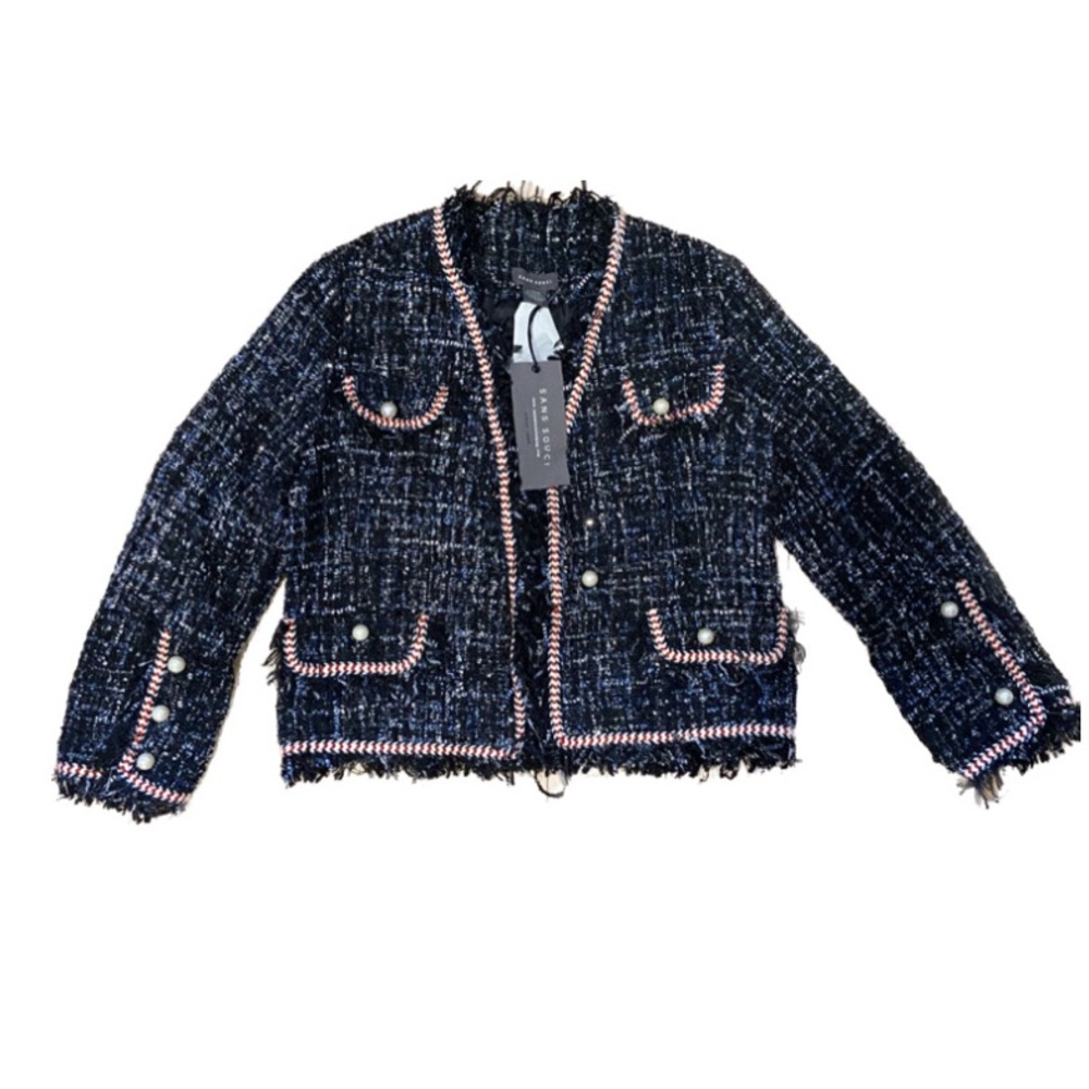 NWT Black and Navy Tweed Blazer